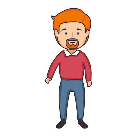 cartoon man with beard icon over white background colorful desing vector illustrationのイラスト素材