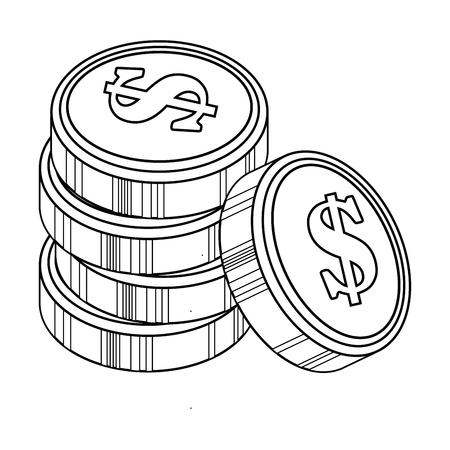 money coins icon over white background vector illustrationのイラスト素材