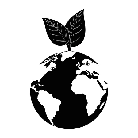 earth planet with leaves icon over white background vector illustrationのイラスト素材