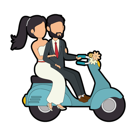 isolated newlywed couple motorcycle icon vector illustration graphic designのイラスト素材