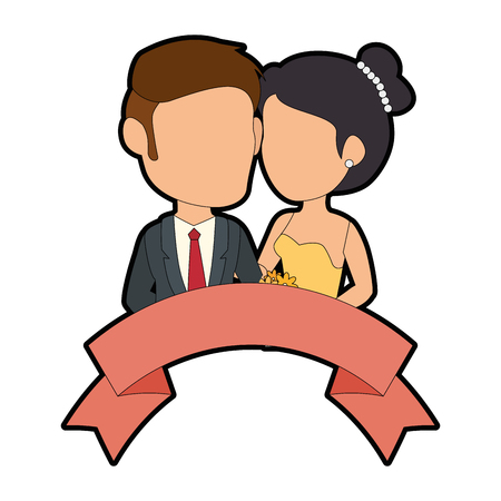 isolated newlywed couple banner icon vector illustration graphic designのイラスト素材
