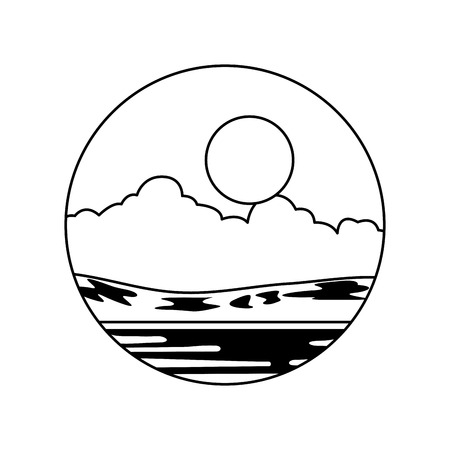 beautiful landscape with lake vector illustration designのイラスト素材