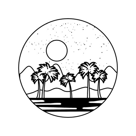 beautiful landscape with lake vector illustration designのイラスト素材