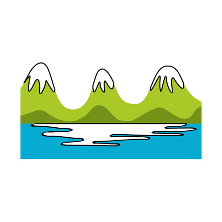 beautiful landscape with lake vector illustration designのイラスト素材