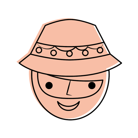 fisherman with hat avatar character vector illustration designのイラスト素材