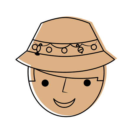 fisherman with hat avatar character vector illustration designのイラスト素材
