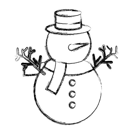 cute christmas snowman character vector illustration designのイラスト素材