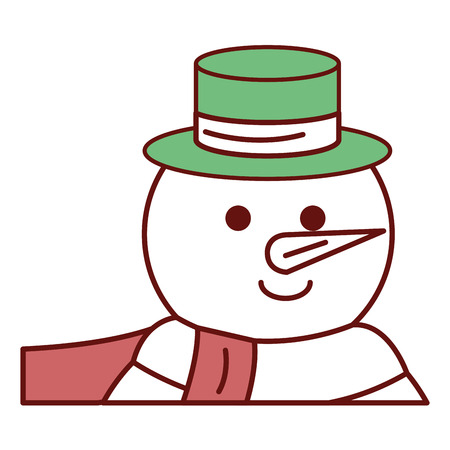 cute christmas snowman character vector illustration designのイラスト素材