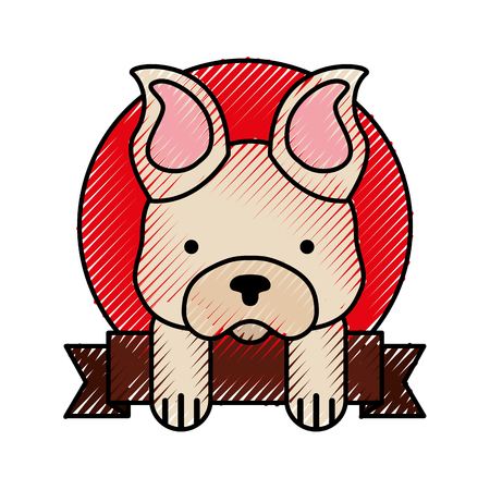 cute dog mascot with ribbon vector illustration designのイラスト素材
