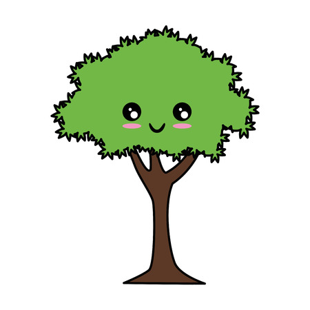 kawaii tree icon over white background colorful design vector illustrationのイラスト素材