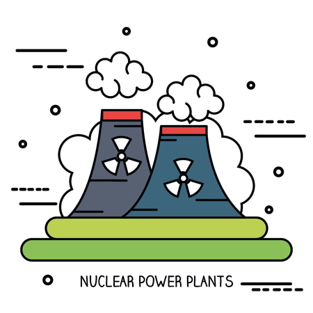 Nuclear power plant over white background vector illustrationのイラスト素材