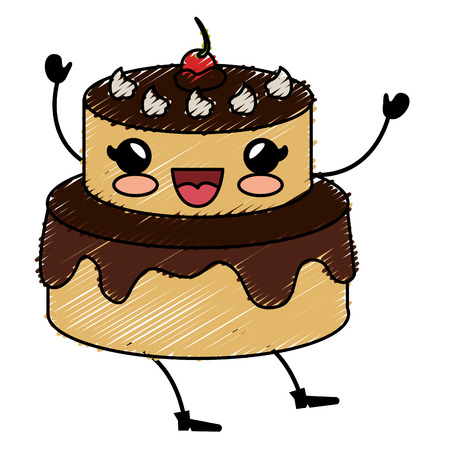 delicious cake celebration character vector illustration designのイラスト素材