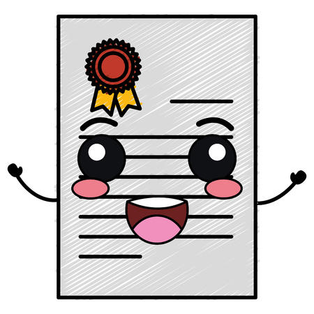 graduation certificate kawaii character vector illustration designのイラスト素材