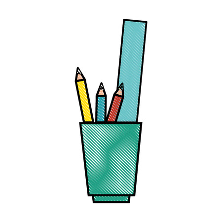 cup with pencils and utensilsのイラスト素材