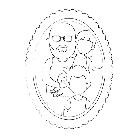 frame with family pictureのイラスト素材