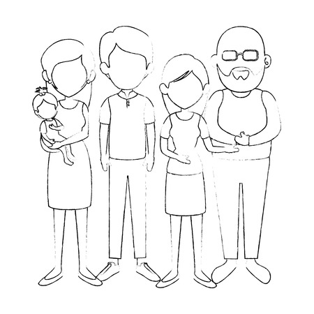 family with kidsのイラスト素材