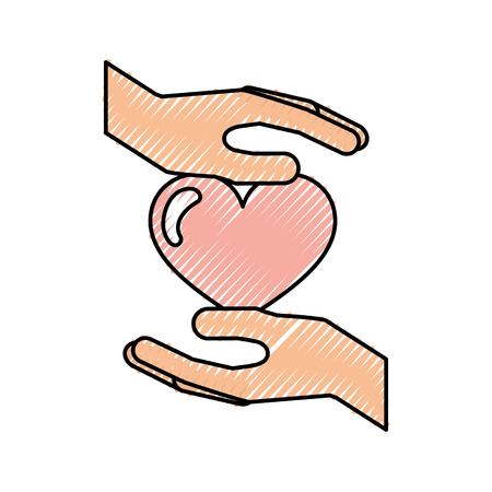 hand human with heart love vector illustration designのイラスト素材