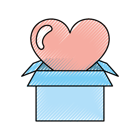 box carton packing with heart vector illustration designのイラスト素材