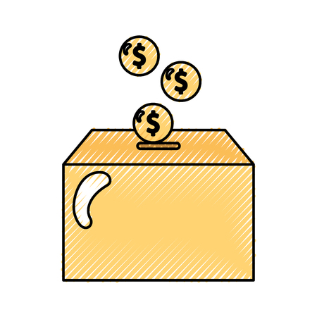 box carton packing with money vector illustration designのイラスト素材