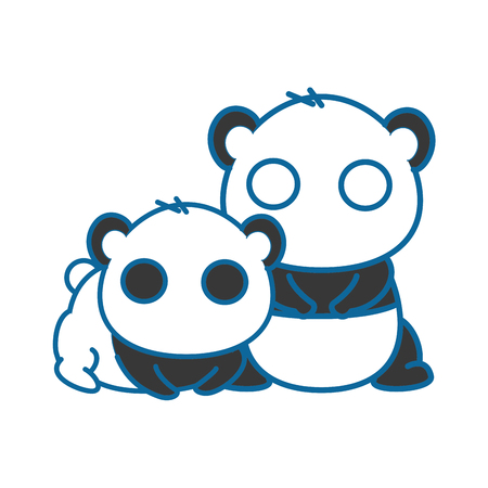 isolated cute two panda bears icon vector illustration graphic designのイラスト素材