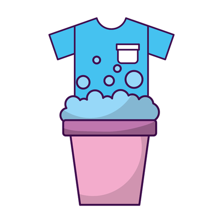 laundry bucket with shirt vector illustration designのイラスト素材
