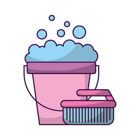 laundry bucket with brush vector illustration designのイラスト素材