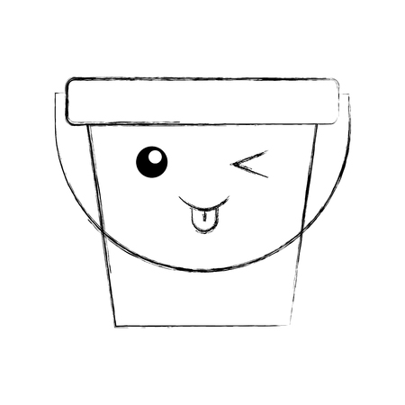laundry bucket kawaii character vector illustration designのイラスト素材