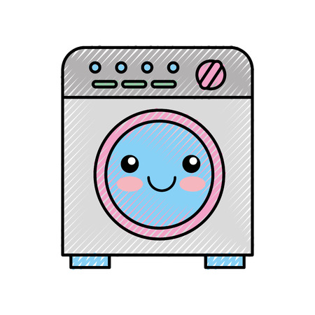wash machine kawaii character vector illustration designのイラスト素材