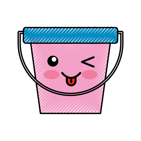 laundry bucket kawaii character vector illustration designのイラスト素材