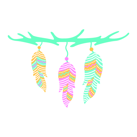 Boho style decorative feathers vector illustration designのイラスト素材