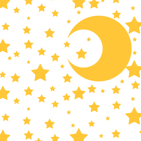 cute moon and stars pattern vector illustration designのイラスト素材