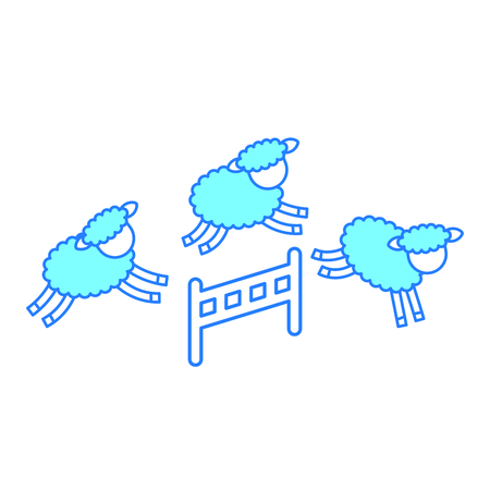 Cute lambs jumping the fence vector illustration designのイラスト素材