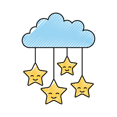 cloud sky with stars vector illustration designのイラスト素材