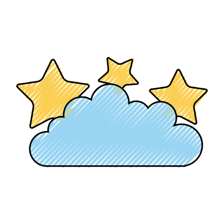 cloud sky with stars vector illustration designのイラスト素材
