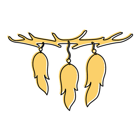 Boho style decorative feathers vector illustration designのイラスト素材