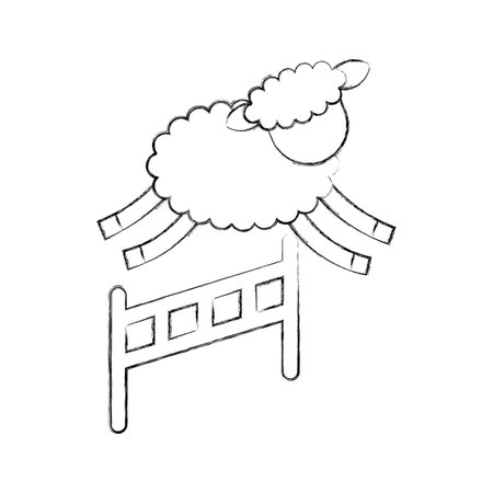 Cute lamb jumping the fence vector illustration designのイラスト素材