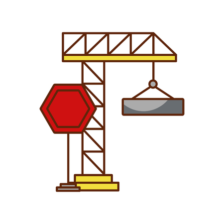 crane construction with stop sign vector illustration designのイラスト素材