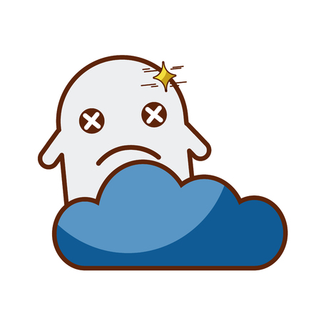 ghost kawaii character with cloud vector illustration designのイラスト素材