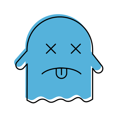 Ghost kawaii character with folder vector illustration designのイラスト素材