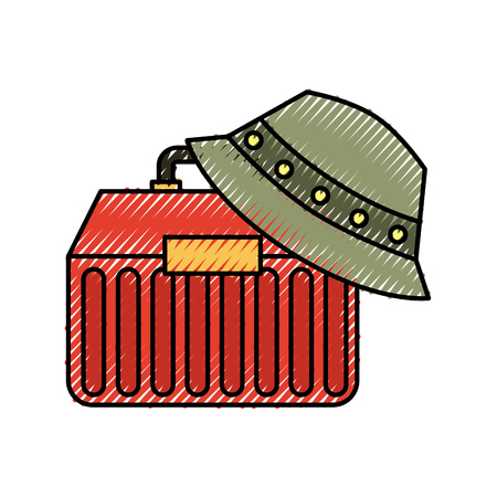 Fishing kit box with hat icon vector illustration designのイラスト素材