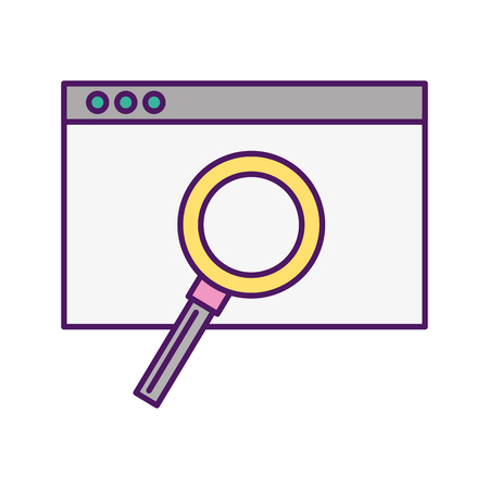 Template computer with magnifying glass vector illustration designのイラスト素材