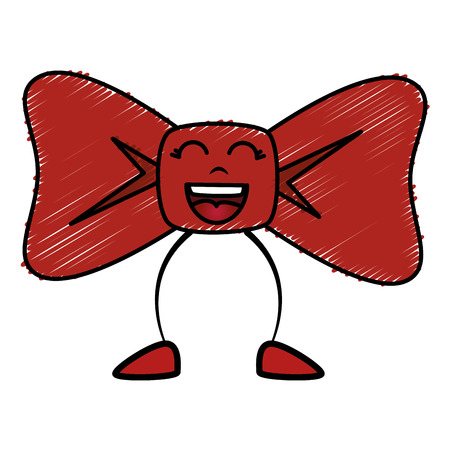 bown ribbon decorative kawaii character vector illustration designのイラスト素材