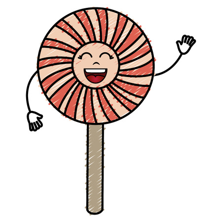 sweet lollipop kawaii character vector illustration designのイラスト素材