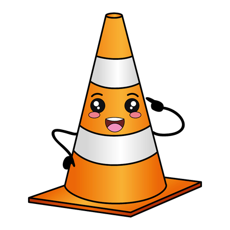 construction cone kawaii character vector illustration designのイラスト素材