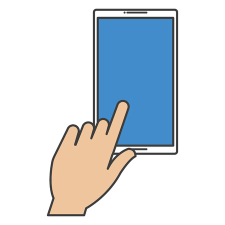 hand user with smartphone device isolated icon vector illustration designのイラスト素材