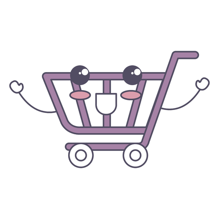 shopping cart kawaii character vector illustration designのイラスト素材
