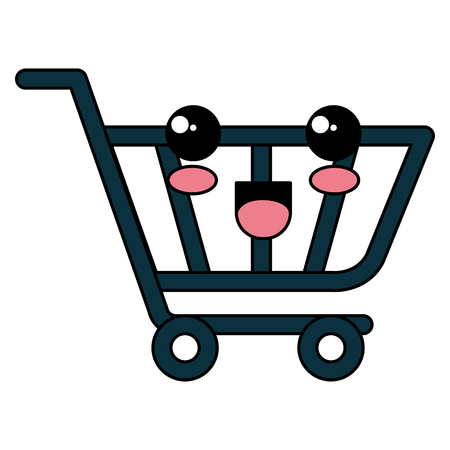 shopping cart kawaii character vector illustration designのイラスト素材