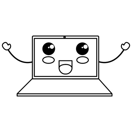 laptop computer kawaii character vector illustration designのイラスト素材