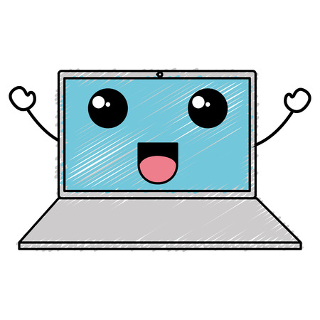 laptop computer kawaii character vector illustration designのイラスト素材