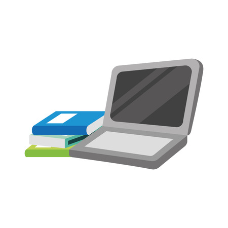 laptop computer with books vector illustration designのイラスト素材